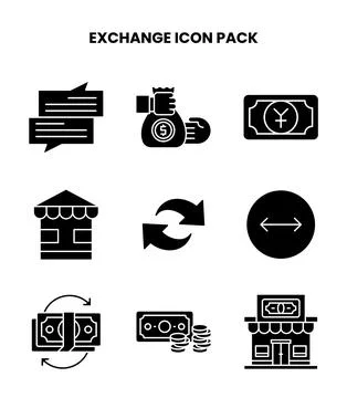 Exchange Glyph Scalable Icons Pack Stock Illustration