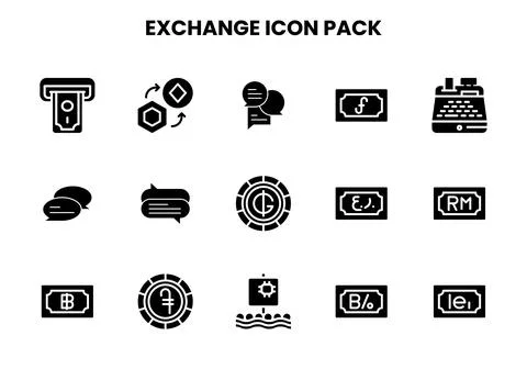 Exchange Glyph Vector Icons Pack 스톡 일러스트
