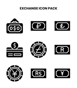 Exchange Glyph Vector Icons Pack Stock Illustration