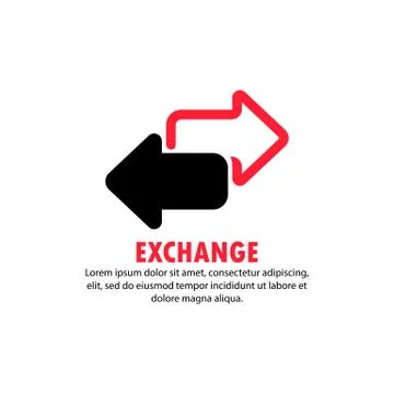 Exchange icon. Black direction arrows for transfer, sync, migration data. Vec Stock Illustration