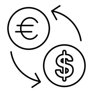 Exchange icon flat design. Vector icon of euro and dollar isolated on white Stock Illustration