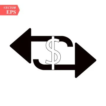 Exchange icon in flat design on white background,vector illustraton. Stock Illustration
