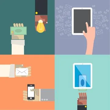 Exchange idea conceptual 4 part collection drawing illustration Stock Illustration