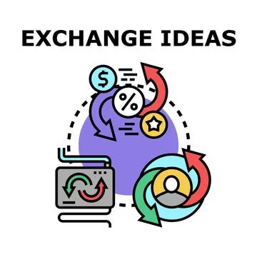 Exchange ideas concept vector colorful illustration icon Stock Illustration