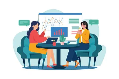 Exchange of ideas with copartner 스톡 일러스트