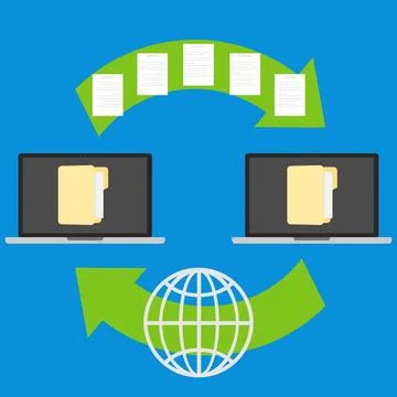 Exchange of information between computers Illustrazione stock