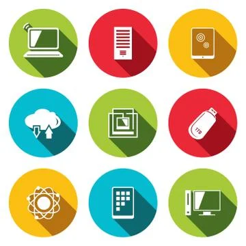 Exchange of information technology flat icons set Stock Illustration