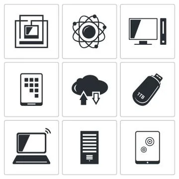 Exchange of information technology icon collection Stock Illustration