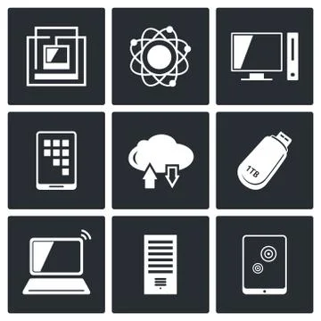 Exchange of information technology icons set Illustrazione stock