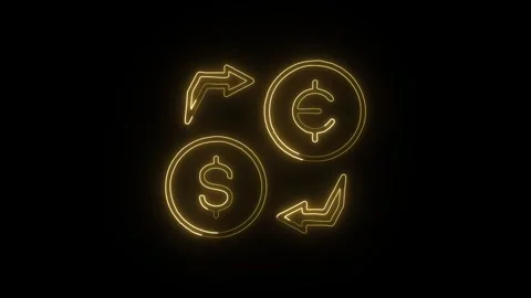 Exchange Isolated on Black Background Neon Currency Trade Animation Stock Footage 329503988