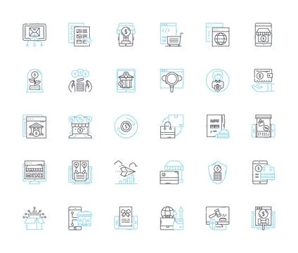Exchange Items linear icons set. Swap, Trade, Barter, Substitution, Convert Stock Illustration