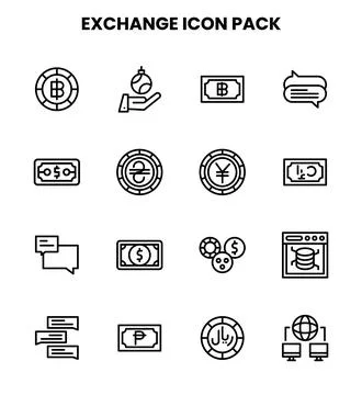 Exchange Line Set Icons Pack Stock Illustration