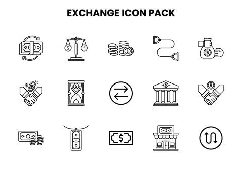 Exchange Line Set Icons Pack Stock Illustration