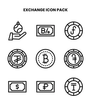 Exchange Line UI Icons Pack Stock Illustration