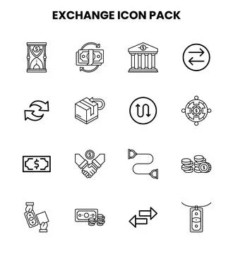 Exchange Line Vector Icons Pack 스톡 일러스트