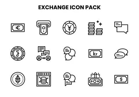 Exchange Line Vector Icons Pack Stock Illustration