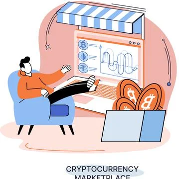 Exchange, mining program, cryptocurrency graph. Online payment system Stock Illustration
