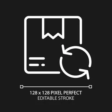 Exchange parcel pixel perfect white linear icon for dark theme Stock Illustration