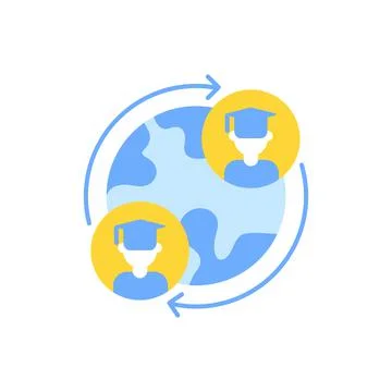 Exchange program vector flat color icon Stock Illustration