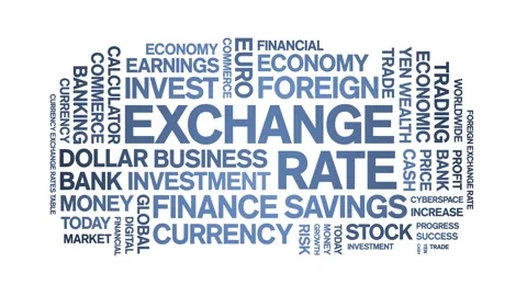 Exchange Rate animated word cloud,animation kinetic typography seamless loop. Stock Footage 280533343
