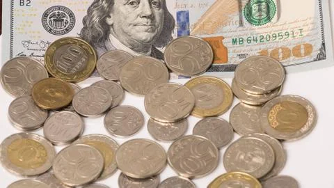 The exchange rate between the U.S. dollar and the Kazakhstan tenge. The econo Stock Photos