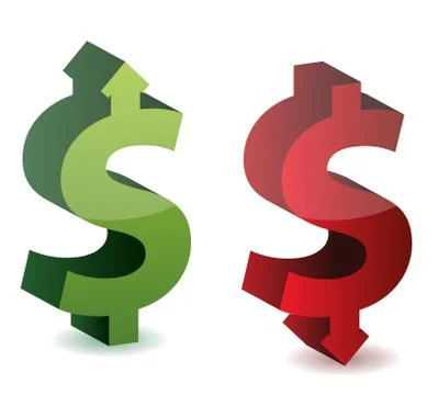 Exchange rate. dollar growth. falling dollar. Stock Illustration