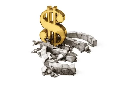 Exchange rate of Euro is fall. Ilustração Stock