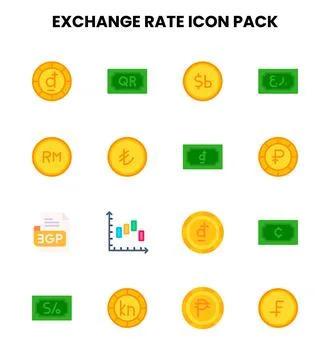 Exchange Rate Flat Graphics Icons Pack Stock Illustration