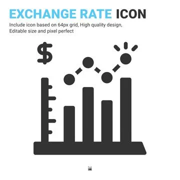 Exchange rate icon vector with glyph style isolated on white background 스톡 일러스트