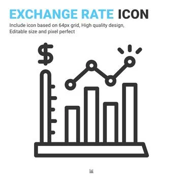 Exchange rate icon vector with outline style isolated on white background Illustrazione stock