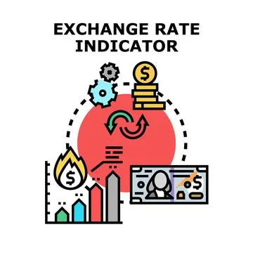 Exchange rate indicator concept with financial analytics Stock Illustration