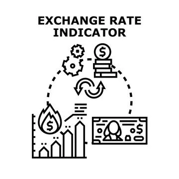 Exchange rate indicator concept with financial analytics Stock Illustration