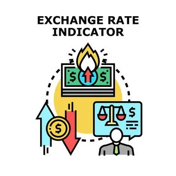 Exchange rate indicator concept measuring currency stability Stock Illustration