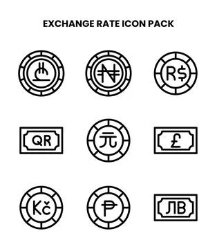 Exchange Rate Line Vector Icons Pack Stock Illustration