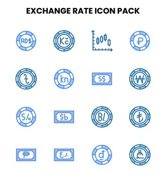 Exchange Rate Two Colour Design Icons Pack Stock Illustration