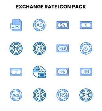 Exchange Rate Two Colour Icons Pack Stock Illustration