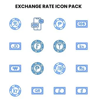 Exchange Rate Two Colour Scalable Icons Pack Stock Illustration