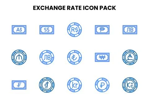 Exchange Rate Two Colour UI Icons Pack Stock Illustration