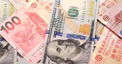 Exchange rate of US dollar and Hong Kong dollar Stock Footage 87811472