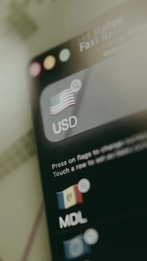 Exchange rates between the USD and other currencies on a digital currency Stock Footage 329318835