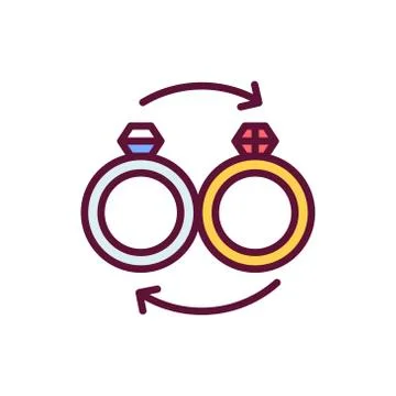 Exchange ring line icon. Isolated vector element. Stock Illustration