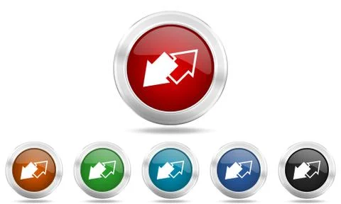 Exchange round glossy icon set, colored circle metallic design internet butto Stock Illustration