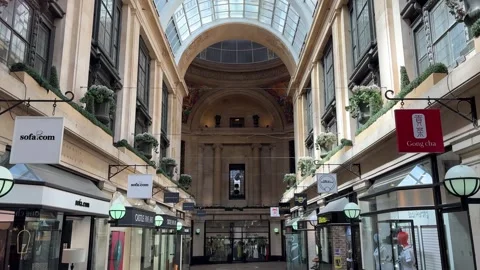 The Exchange Shopping Arcade Nottingham Interior View. Stock Footage 335618897