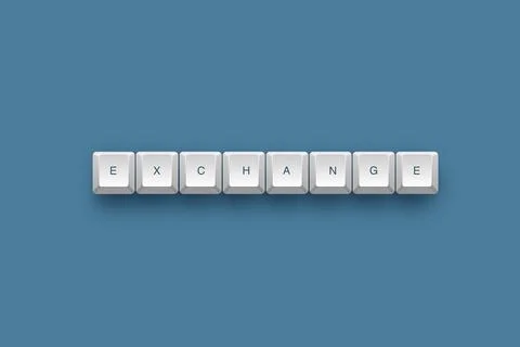 Exchange text on a 3d keyboard button with shadow concept series 스톡 일러스트