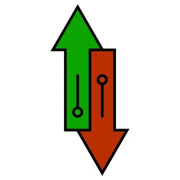 Exchange transfer icon up and down arrow the growth and fall of crypto currency Stock Illustration