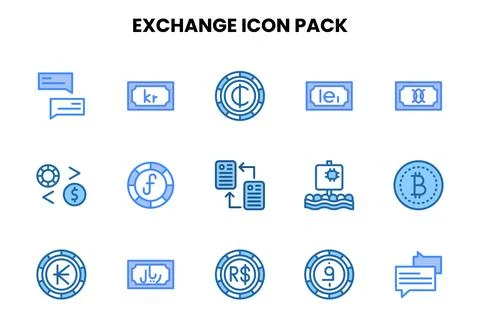 Exchange Two Colour Graphics Icons Pack Stock Illustration