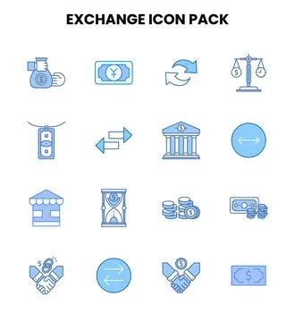 Exchange Two Colour Vector Icons Pack Stock Illustration