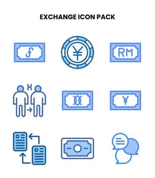 Exchange Two Colour Vector Icons Pack Stock Illustration