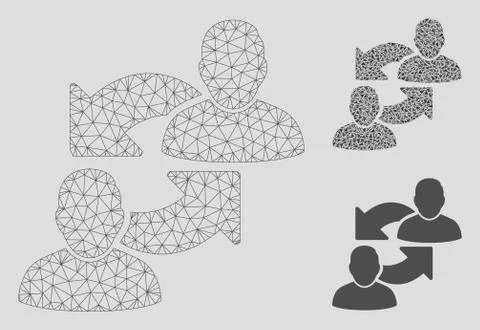 Exchange User Vector Mesh Network Model and Triangle Mosaic Icon Stock Illustration