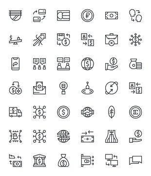 Exchange Vector Icon Toolkit featuring 42 Pixel Aligned 128x128 Regular Lin.. Stock-Illustration